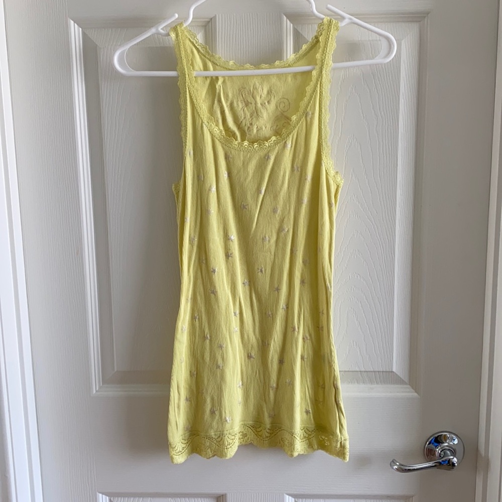 Yellow Tank Top w Lace Detailing